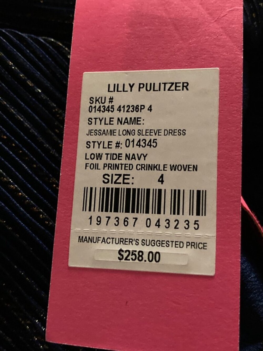 Lilly Pulitzer Jessamie Navy Blue Long Sleeve Mini Dress Size 4 - New Tags - Picture 4 of 5